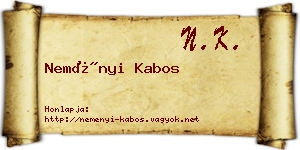 Neményi Kabos névjegykártya